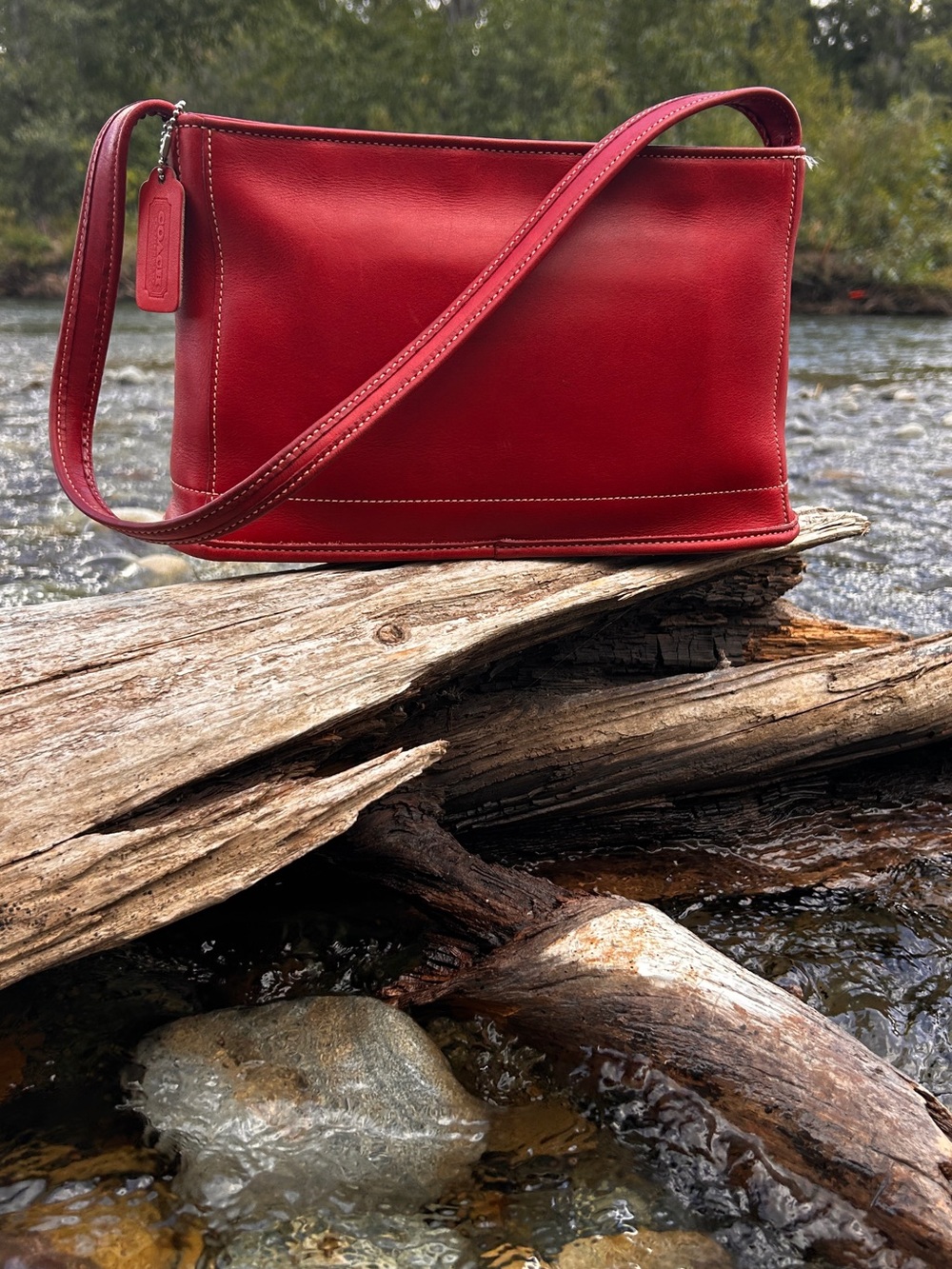 Coveted Vintage Coach 9309 Red Bleecker Pocket Zip Shoulder Bag Made in the USA